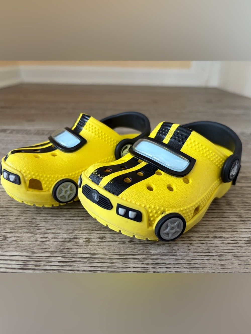 Kids Yellow Sports Car Crocs - Size 6